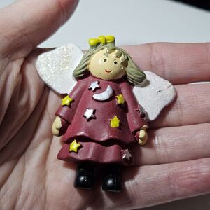 Vintage Colorful Sun And Moon Angel Brooch